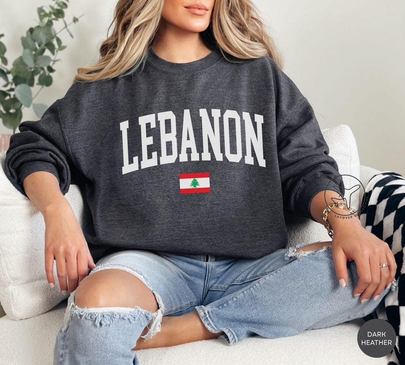 Lebanon Flag Crewneck Sweatshirt, Lebanese Heritage Apparel image 3