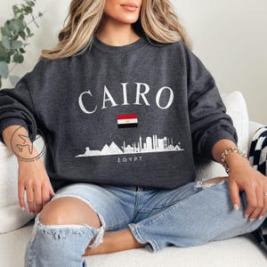 Cairo Egypt Skyline Sweatshirt, Egyptian Flag Pullover, Unisex Sweater