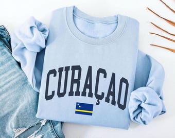 Curaçao Collegiate Crewneck Sweatshirt, Caribbean Island Gift