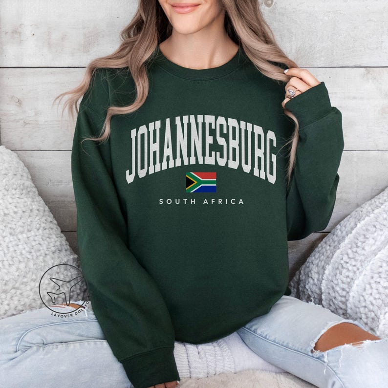 Sweatshirt Johannesburg, vlag Zuid-Afrika, skyline van Johannesburg afbeelding 3