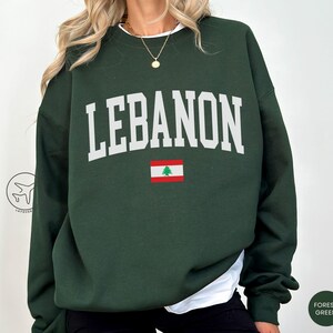 Lebanon Flag Sweatshirt, Lebanese Pullover, Cedar Tree Flag Crewneck, Lebanon Travel Gift, Minimalist Sweater, Lebanese Heritage Apparel