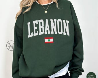 Sweatshirt met ronde hals Libanese vlag, kleding uit Libanees erfgoed