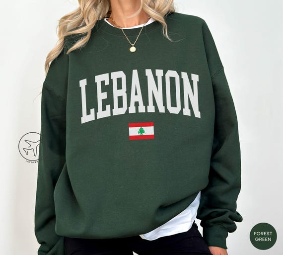 Lebanon Flag Crewneck Sweatshirt, Lebanese Heritage Apparel