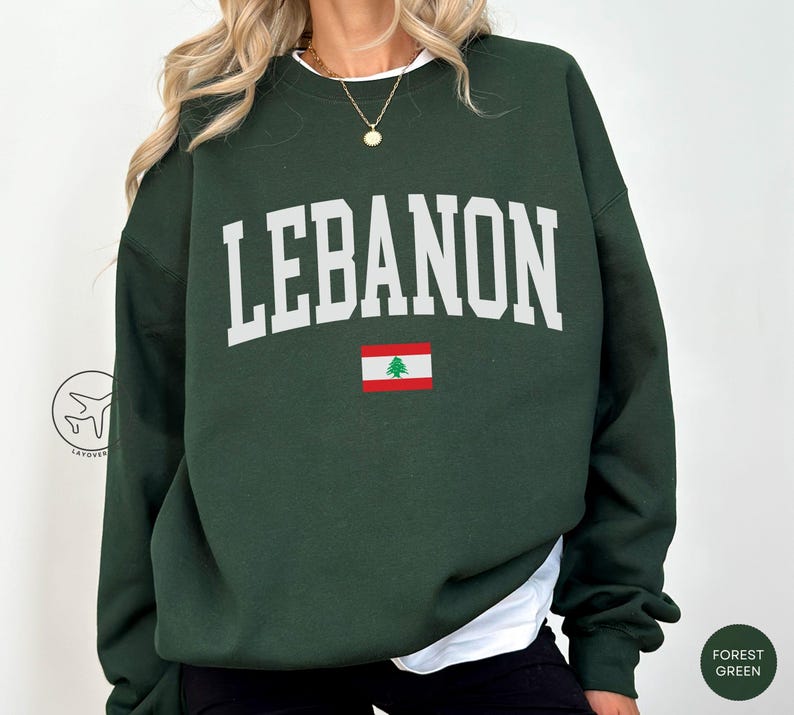 Lebanon Flag Crewneck Sweatshirt, Lebanese Heritage Apparel image 1