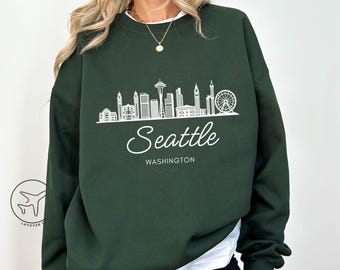 Moletom com estampa do horizonte de Seattle, blusa de moletom de Seattle, Washington, suéter unissex