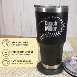 Baseball coach gift Personalized Baseball Cup Engraved Tumbler Softball Coach Gift Softball Tumbler