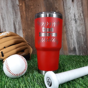 Baseball coach gift Personalized Baseball Cup Engraved Tumbler image 2
