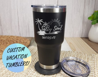 Personalized Beach Tumbler for Cruise Tumbler, Vacation Tumblers, Beach Tumblers, Vacation Cups Girls Trip & Bachelorette Party!