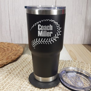 Baseball coach gift Personalized Baseball Cup Engraved Tumbler image 1