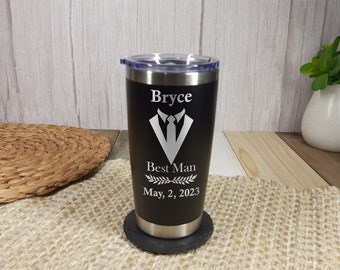 Engraved Groomsmen Tumbler, Bachelor Party Gift, Wedding Tumbler, Wedding Gift, Personalized Custom, 20oz Groomsman Tumbler Cup Gift Bestman