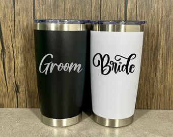 Mrs & Mr Tumbler Gift Personalized Bride Groom Name Anniversary Wedding Gift Laser Engraved 20oz 30oz Mug