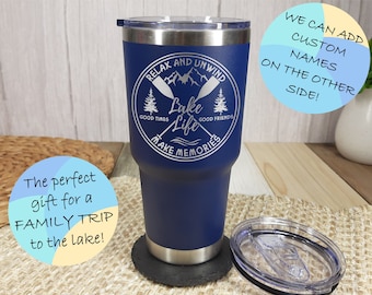 Personalized lake life Tumbler for family trips, Vacation Tumblers, Beach Tumblers, Vacation Cups Girls Trip & Bachelorette Party!
