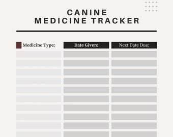 K9 Health Tracker - Medicine & Food Chart