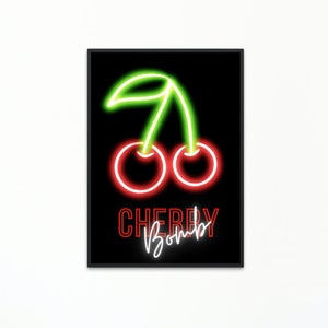 Cherry Bomb | Y2k Wall Art | Digital Download | Neon Sign | Downloadable Art Prints
