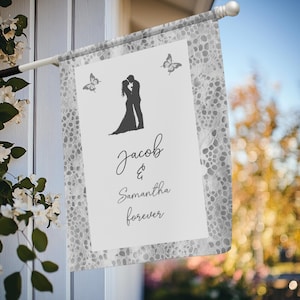 Custom Wedding Garden Flag with Names, Personalized Couple Yard Sign, Romantic Outdoor Decor, Bridal Shower Gift, Wedding Day Banner