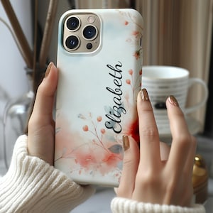 Custom Floral Phone Case with Name, Personalized Pastel iPhone/Samsung Cover, Gift for Her, Aesthetic Spring Accessory, Cute Custom Case