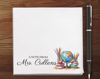 Personalized Teacher Sticky Notes: School Design, Custom Notepad