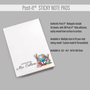 Personalized Sticky Notes With Name, Custom Post-it® Teacher Notepad ...