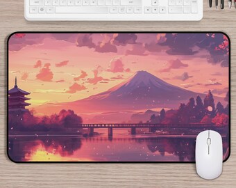 Bureaumat Mt Fuji Sunset: gamepad Japanse kersenbloesem