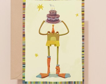Frog in Socks Birthday Celebration Card