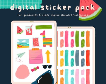 Bright Summer Digital Planner Journal Stickers