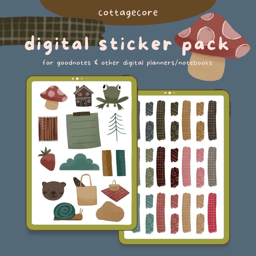 Cottagecore Digital Planner Journal Stickers - Etsy