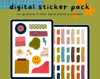 Retro Digital Planner Journal Stickers