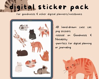 Cozy Cats Digital Planner Journal Stickers