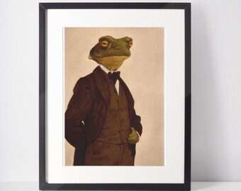 Vintage Frog Illustration Print Download