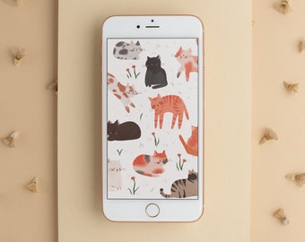 Cozy Cats Phone Wallpaper