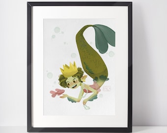 Mermaid Princess Illustration Print Download