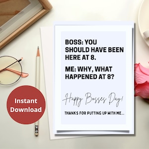 Tarjeta del día de los jefes, tarjeta digital de intercambio divertido del jefe, empleado fallecido, cita del jefe divertido tarjeta doblada digital tarjeta de jefe divertido, descarga digital del jefe