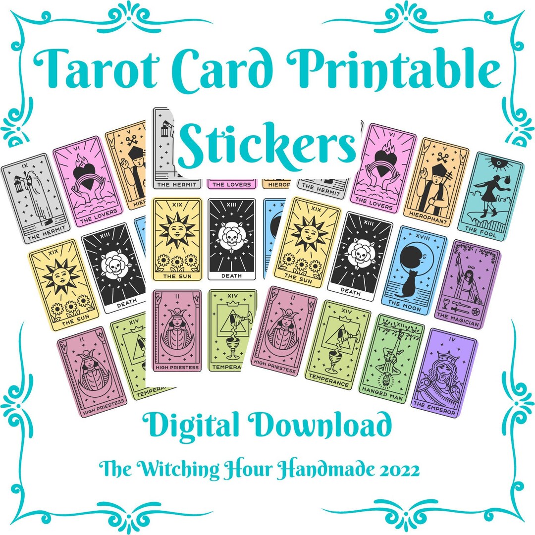 Tarot Card Printable Stickers Digital Download - Etsy