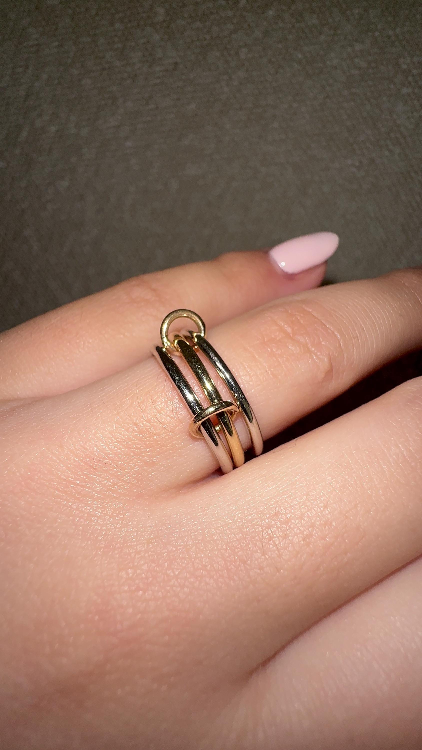 14k Solid Gold(not hollow) 1.5mm Multi Link Rings Connecting Set Of(3) Made in US (Stacking Rings, Connecting Rings, Interlocking Rings)