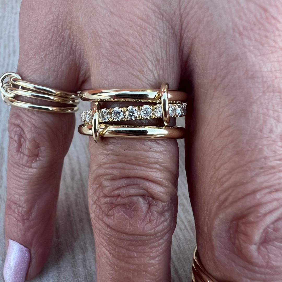 Multi Link Rings 14k Gold Diamond Multi Link Stacking Rings Set - Etsy
