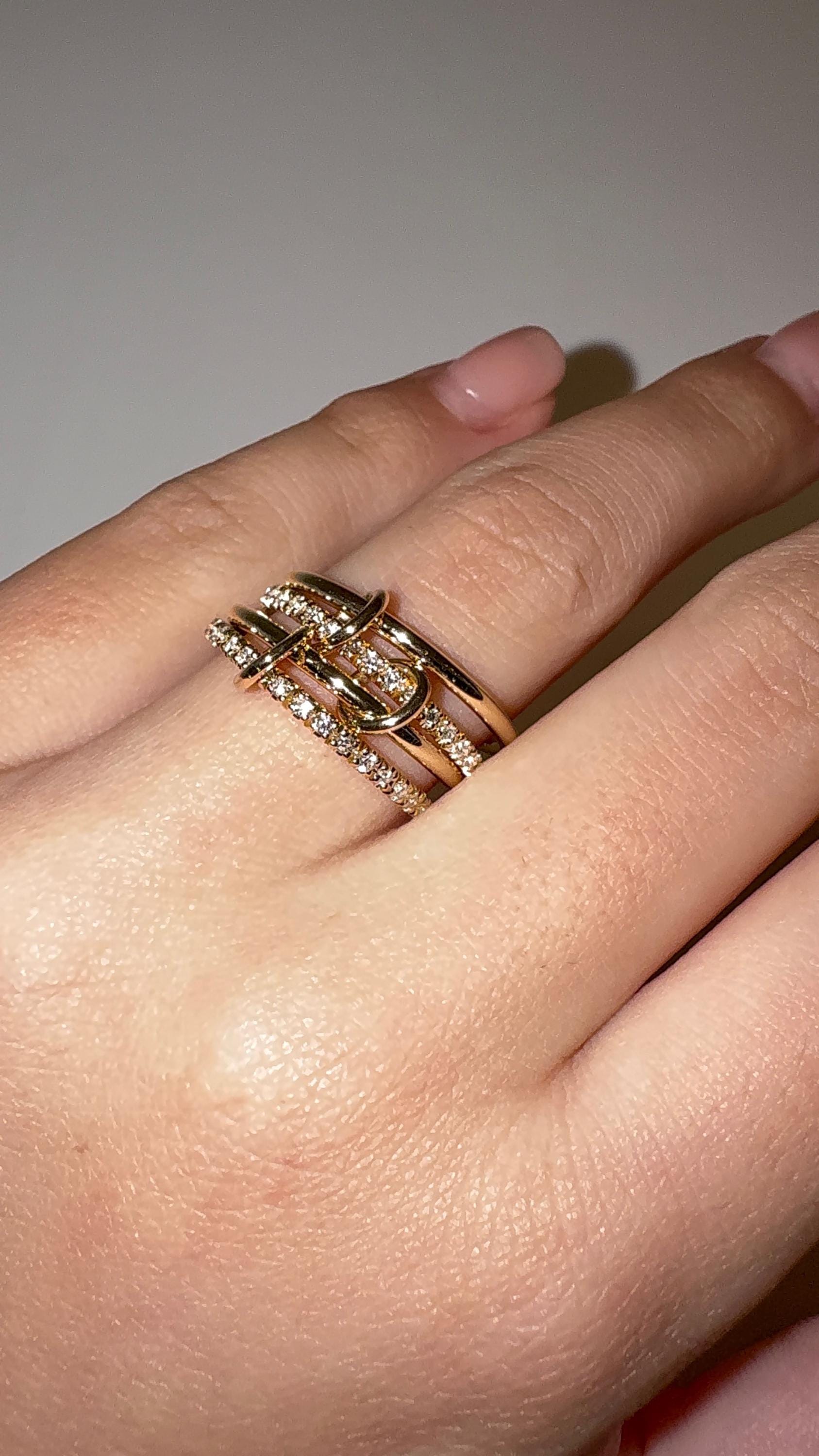 14k Gold/Diamond (Not Hollow) Multi Link Rings Set Of(4) Made in US (Stacking Rings, Connecting Rings, Interlocking Rings, Eternity)