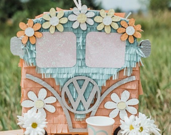 Flower Power Volkswagen Van Piñata - Groovy Retro Fun for Parties