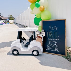 Golf Cart Piñata Sporty, Customizable, Ideal for Golf-Themed Parties and Sports Celebrations image 1
