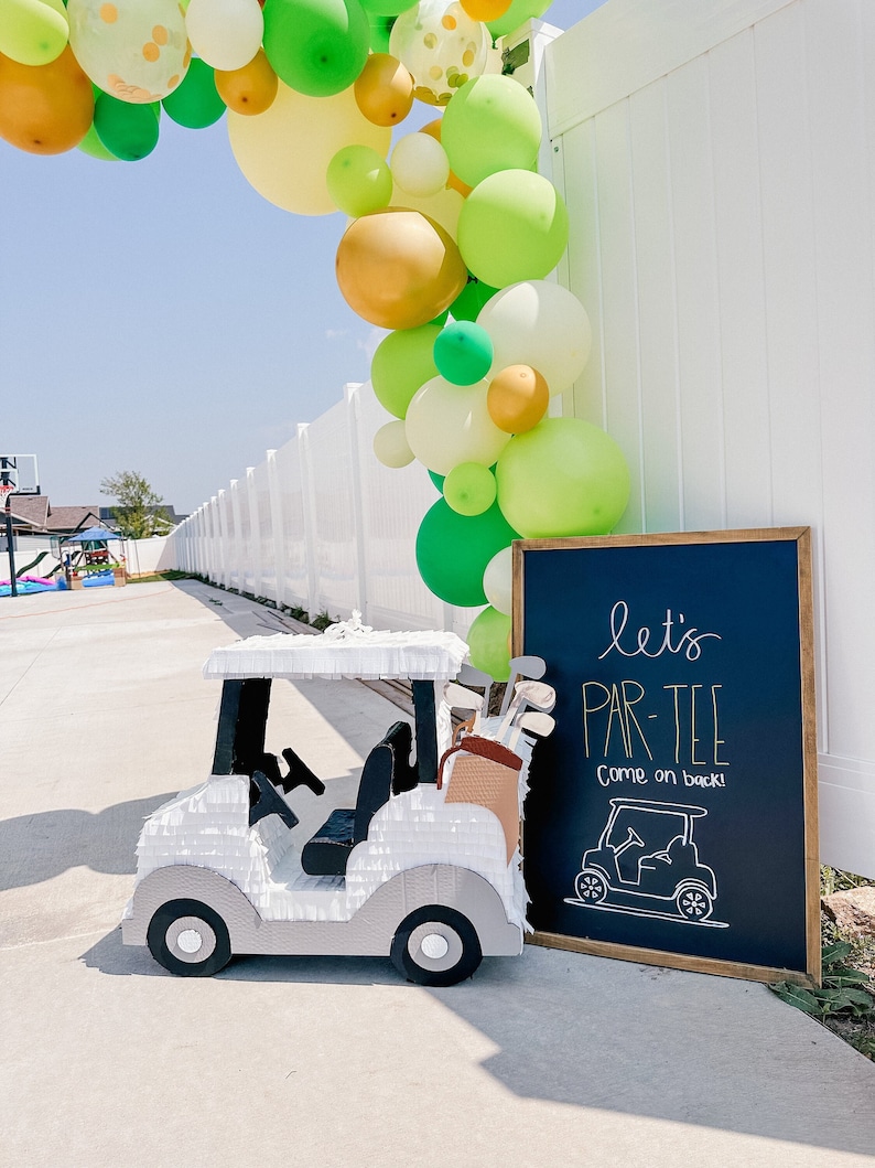 Golf Cart Piñata Sporty, Customizable, Ideal for Golf-Themed Parties and Sports Celebrations image 1