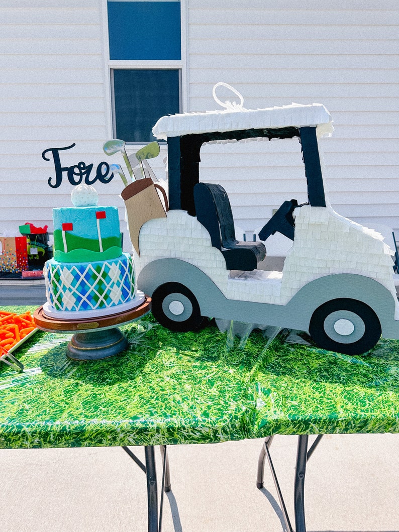 Golf Cart Piñata Sporty, Customizable, Ideal for Golf-Themed Parties and Sports Celebrations image 2