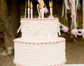 Piñata de bolo de aniversário – decoração de bolo de festa artesanal de 24 polegadas, porta-doces