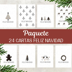 Paquete de 24, Carta Feliz Navidad, Carta de Fiesta, Carta Feliz Ano Nuevo, Invierno, Regalo, Original, Digital Download.