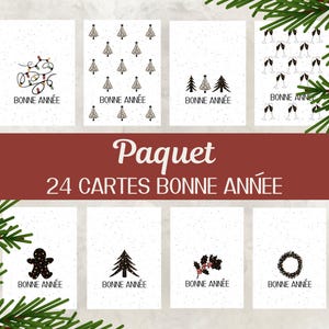 Paquet de 24, Cartes de Noël, Carte de fêtes, Carte de souhait, Hiver, Cadeau de Noël, Bonne année, Original, Digital Download.