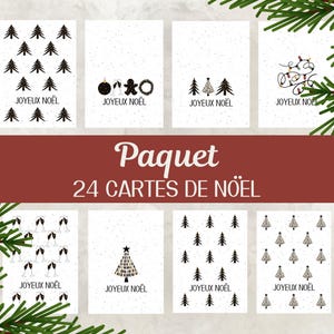 Paquet de 24, Cartes de Noël, Carte de fêtes, Carte de souhait, Hiver, Cadeau de Noël, Bonne année, Original, Digital Download.
