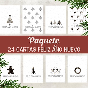Paquete de 24, Carta Feliz Navidad, Carta de Fiesta, Carta Feliz Ano Nuevo, Invierno, Regalo, Original, Digital Download.