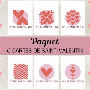 Paquet de 6, Cartes de Saint-Valentin,Lettre d'amour, Carte de souhait, Cadeau de Saint Valentin, Amour, Original, Coeur, Digital Download.