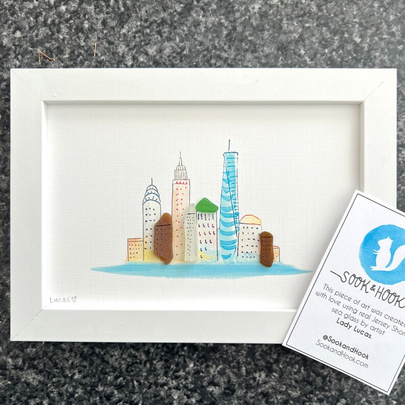 NYC Skyline Sea Glass Art New York City Art Manhattan Skyline