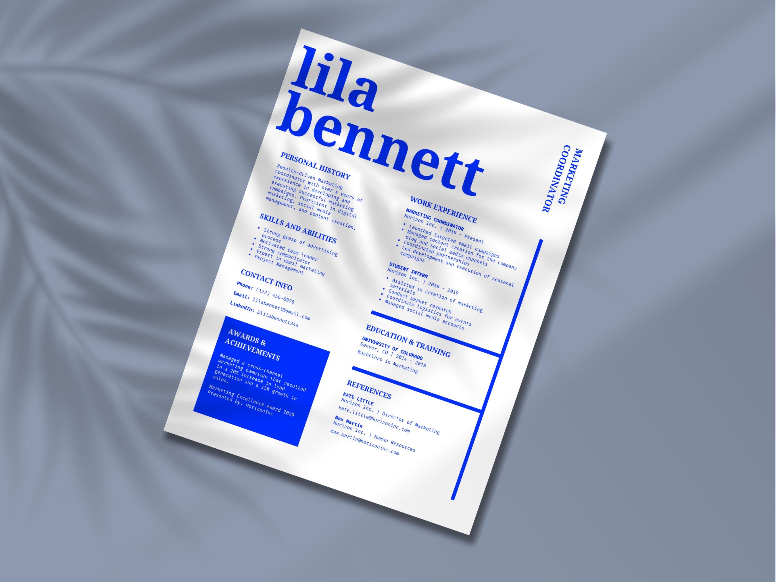 Blue Bold Canva Resume Template Canva Template Resume Cover Letter 