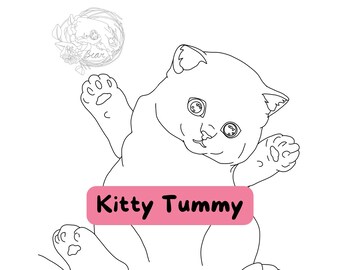 Kitty Tummy / Cats / Cat on its back / Cute Animal Coloring Page