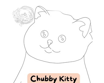 Chubby Kitty / Cats / Line Art Kitty / Cute Animal Coloring Page